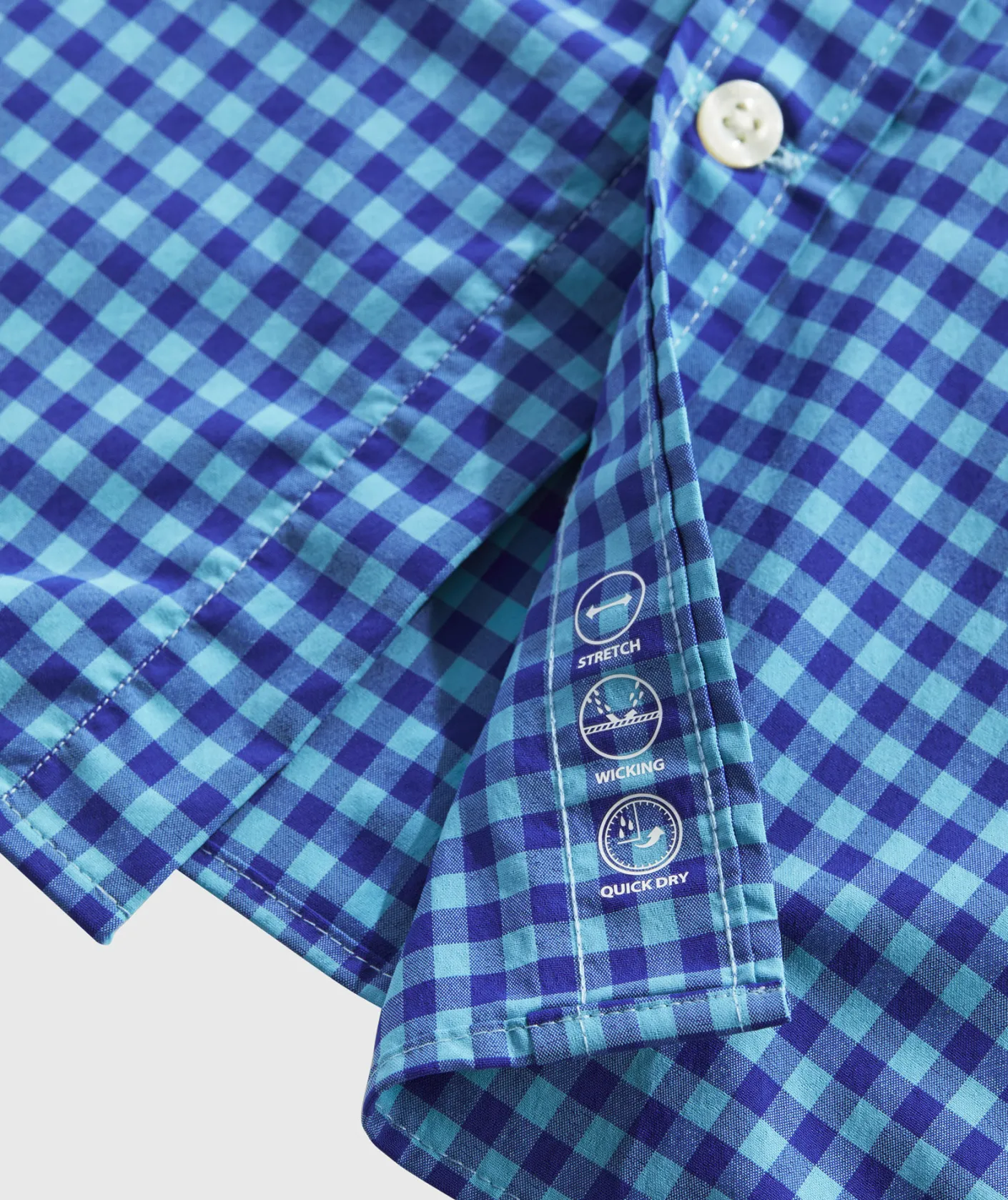 Button-Down Shirts<Vineyard Vines On-The-Go Nylon Gingham Shirt Gingham Aqua Ocean