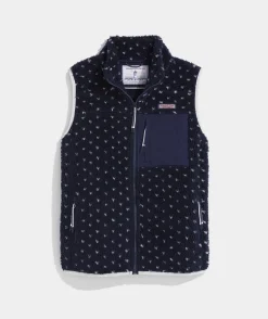 Jackets & Vests<Vineyard Vines Oversized Printed Puffer Vest Green Meadow