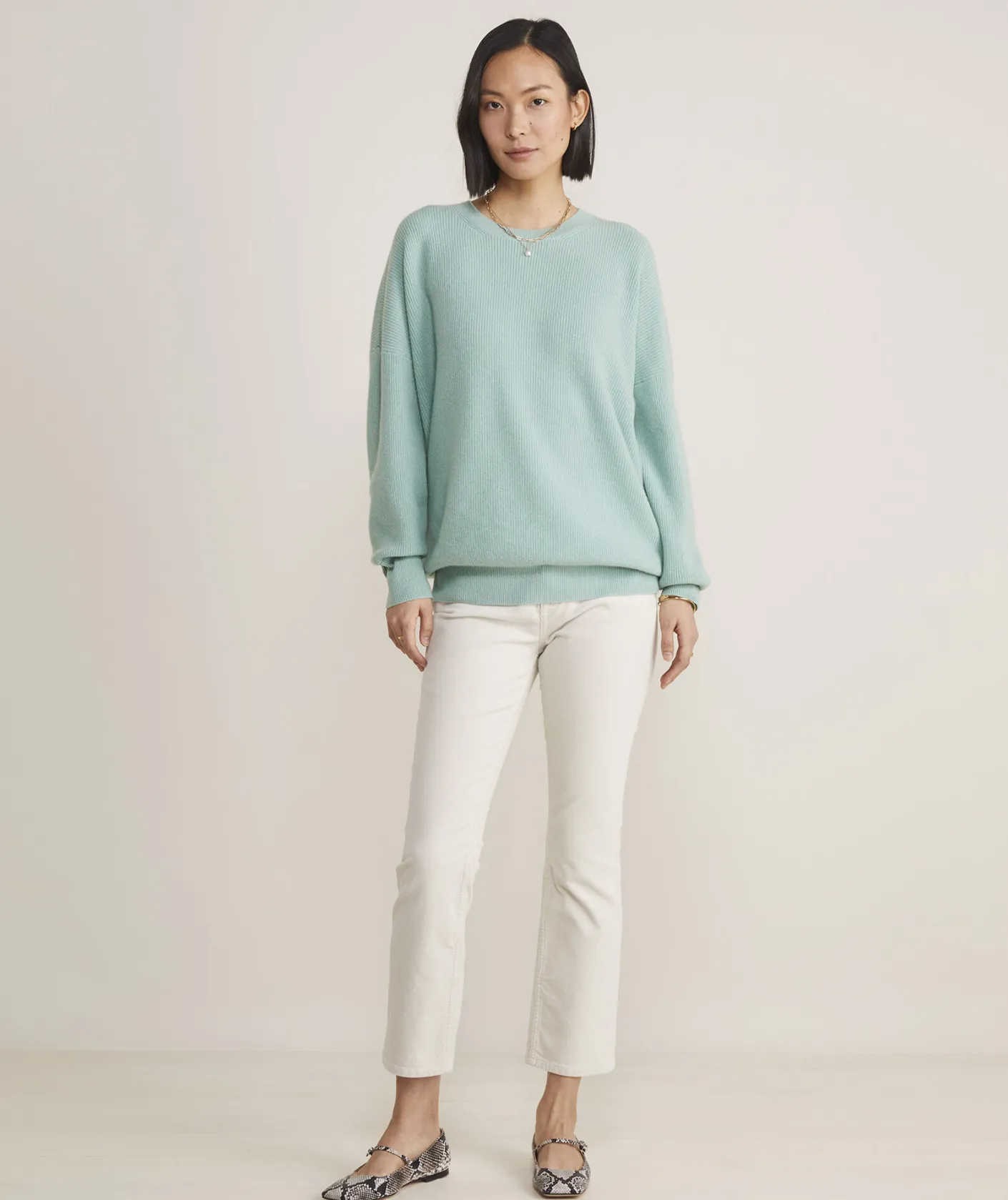 Sweaters<Vineyard Vines Oversized Ribbed Luxe Crewneck Sweater Mint Sprig