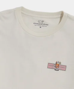 Tees<Vineyard Vines Painted Hot Toddy Logo Box Long-Sleeve Tee White Cap Grey