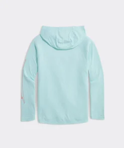 Tees<Vineyard Vines Palm Tree Surf Logo Long-Sleeve Harbor Performance Tee Is Paradise Heather