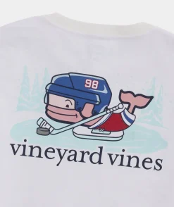 Tees<Vineyard Vines Pond Hockey Whale Long-Sleeve Pocket Tee White Cap