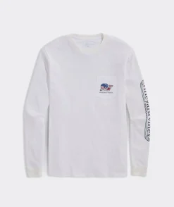 Tees<Vineyard Vines Pond Hockey Whale Long-Sleeve Pocket Tee White Cap