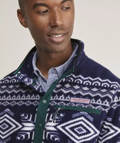 Sweatpants & Sweatshirts<Vineyard Vines Printed Harbor Fleece Quarter-Snap Nautical Navy