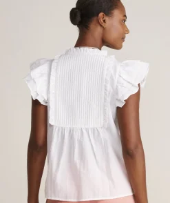 Shirts & Tops<Vineyard Vines Quilted Ruffle Sleeve Top White Cap