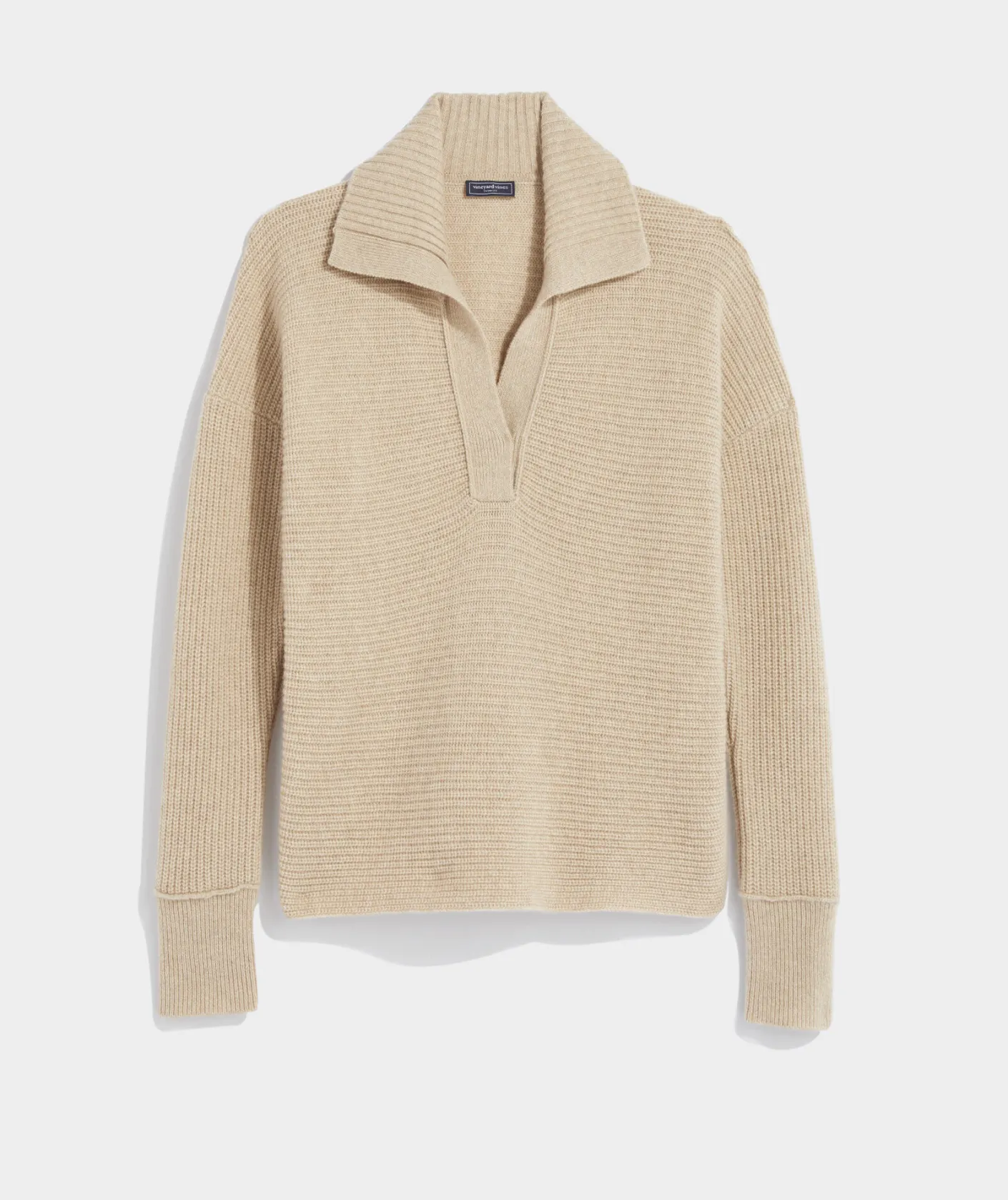 Sweaters<Vineyard Vines Ribbed Cashmere Polo Sweater Marshmallow