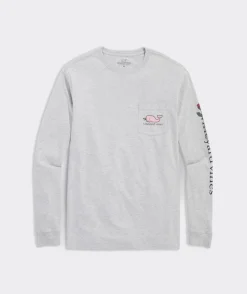 Tees<Vineyard Vines Romantic Whale Long-Sleeve Pocket Tee Grey Heather