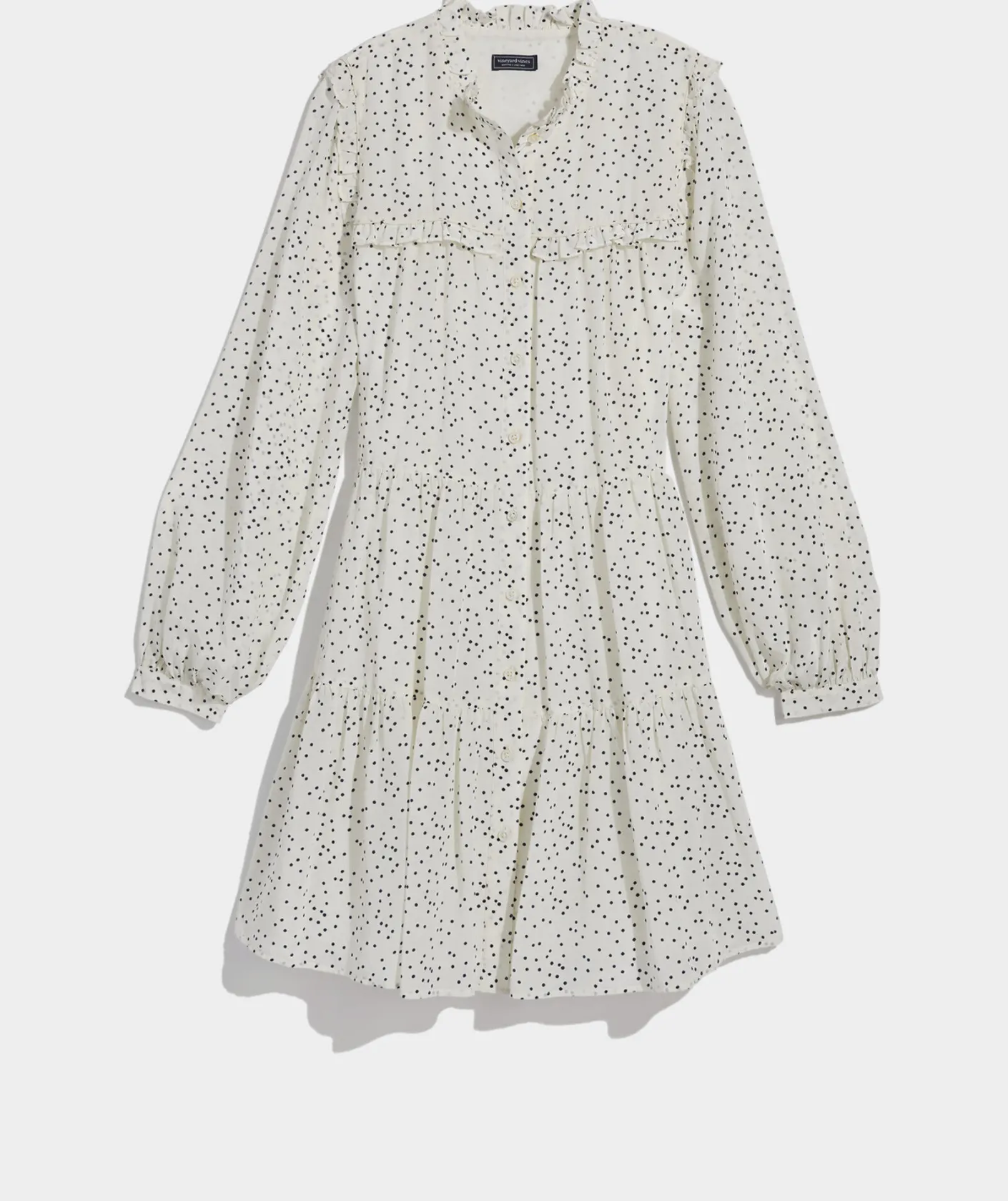 Dresses & Skirts<Vineyard Vines Ruffle Tiered Shirtdress Scattered Dot-Marsh