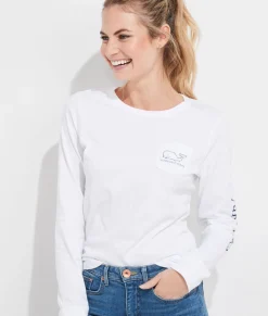 Tees<Vineyard Vines Saint Patrick's Day Icon Whale Long-Sleeve Pocket Tee Nautical Navy