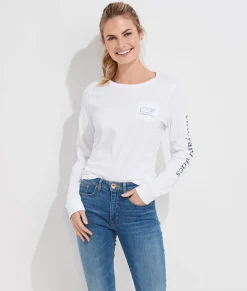Tees<Vineyard Vines Saint Patrick's Day Icon Whale Long-Sleeve Pocket Tee Nautical Navy