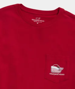 Tees<Vineyard Vines Santa Whale Long-Sleeve Pocket Tee Red Velvet