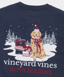 Tees<Vineyard Vines Santa's Helper Long-Sleeve Pocket Tee Deep Bay