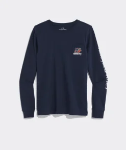 Tees<Vineyard Vines Santa's Helper Long-Sleeve Pocket Tee Deep Bay