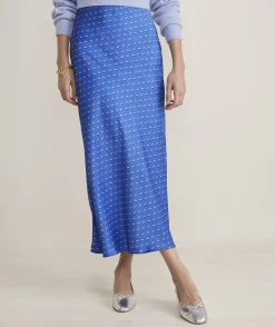 Dresses & Skirts<Vineyard Vines Satin Midi Slip Skirt Provence Geo - Blue