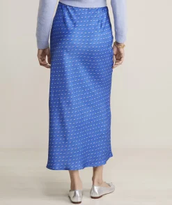 Dresses & Skirts<Vineyard Vines Satin Midi Slip Skirt Provence Geo - Blue