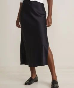 Dresses & Skirts<Vineyard Vines Satin Midi Slip Skirt Jet Black