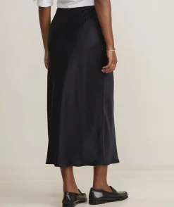 Dresses & Skirts<Vineyard Vines Satin Midi Slip Skirt Jet Black