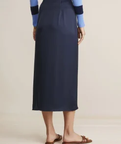 Dresses & Skirts<Vineyard Vines Satin Midi Slip Skirt Nautical Navy