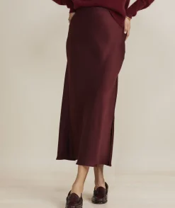 Dresses & Skirts<Vineyard Vines Satin Midi Slip Skirt Crimson