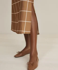 Dresses & Skirts<Vineyard Vines Satin Midi Slip Skirt Plaid - Gingerbread