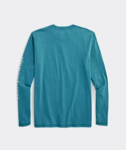 Tees<Vineyard Vines Scenic Mountain Long-Sleeve Dunes Tee Teal Bay Heather