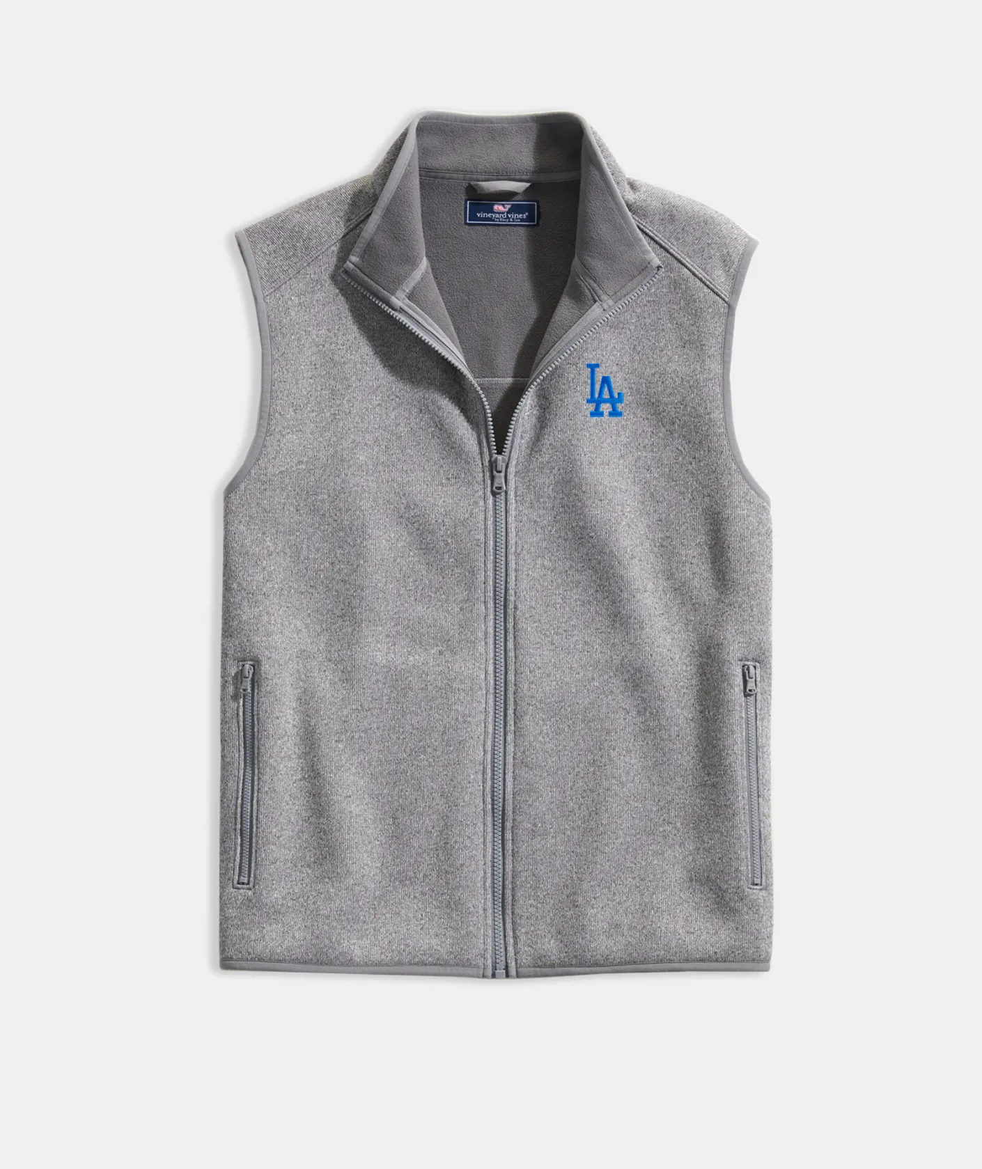 Seattle Mariners<Vineyard Vines Seattle Mariners Mountain Sweater Fleece Vest Grey Heather