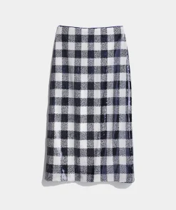 Dresses & Skirts<Vineyard Vines Sequin Check Midi Skirt Sequin Gingham-Navy