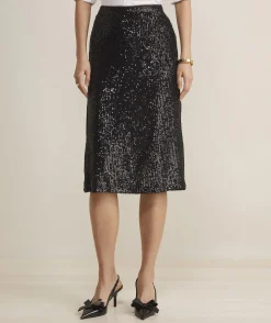 Dresses & Skirts<Vineyard Vines Sequin Midi Skirt Jet Black