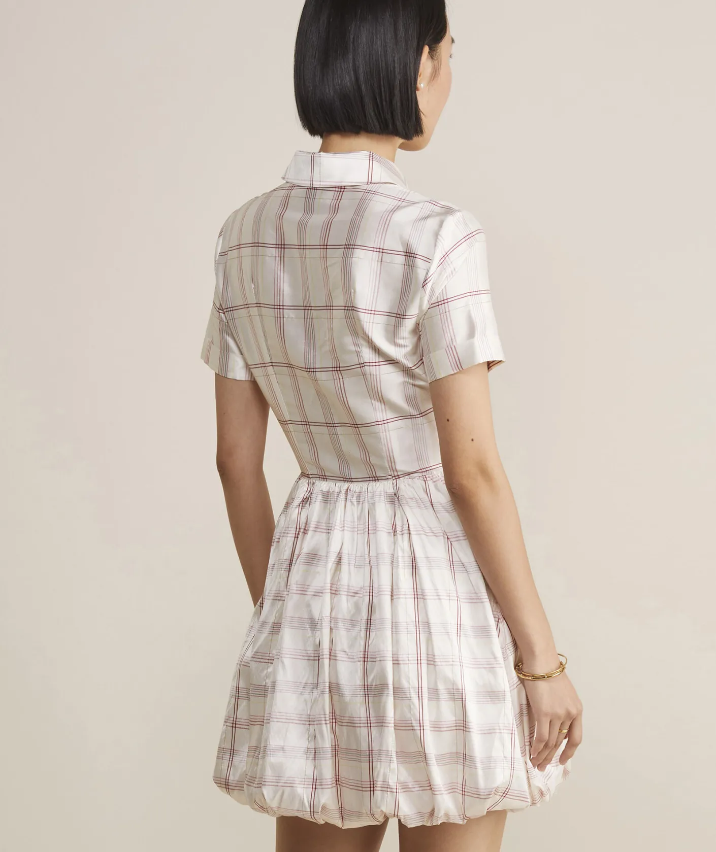 Dresses & Skirts<Vineyard Vines Silk Dupioni Bubble Shirtdress MF Plaid - Marsh-Red