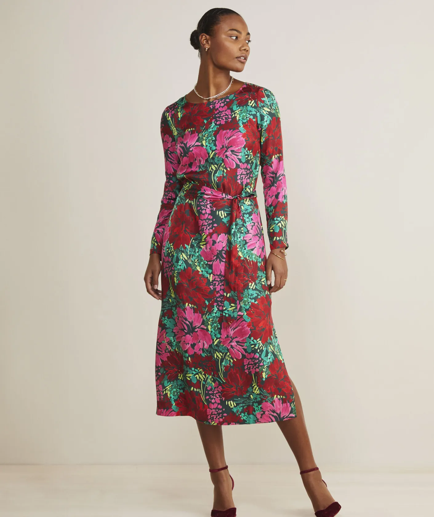 Dresses & Skirts<Vineyard Vines Silk Twill Maxi Dress Brush Floral - Green
