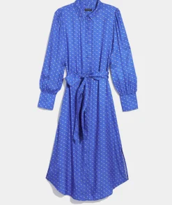 Dresses & Skirts<Vineyard Vines Silk Twill Midi Shirtdress Provence Geo - Blue