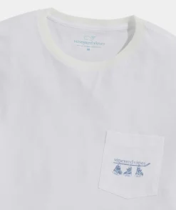 Tees<Vineyard Vines Sketched Hockey Skates Long-Sleeve Pocket Tee White Cap