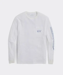 Tees<Vineyard Vines Sketched Hockey Skates Long-Sleeve Pocket Tee White Cap