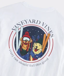 Tees<Vineyard Vines Ski Dogs Long-Sleeve Pocket Tee White Cap