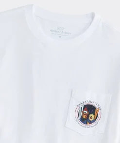 Tees<Vineyard Vines Ski Dogs Long-Sleeve Pocket Tee White Cap
