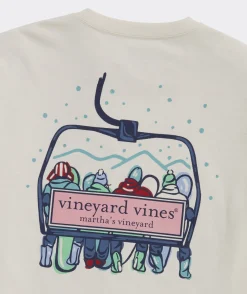 Tees<Vineyard Vines Ski Lift Logo Box Long-Sleeve Tee Marshmallow