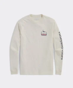 Tees<Vineyard Vines Ski Lift Logo Box Long-Sleeve Tee Marshmallow