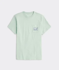 Tees<Vineyard Vines Ski Patch Whale Short-Sleeve Pocket Tee Mist Green