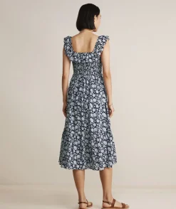 Dresses & Skirts<Vineyard Vines Smocked Midi Dress Ivy Floral - Navy v2