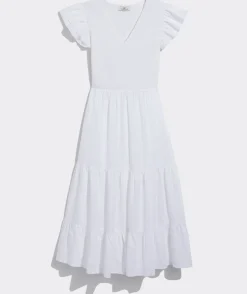 Dresses & Skirts<Vineyard Vines Smocked V-Neck Midi Dress White Cap