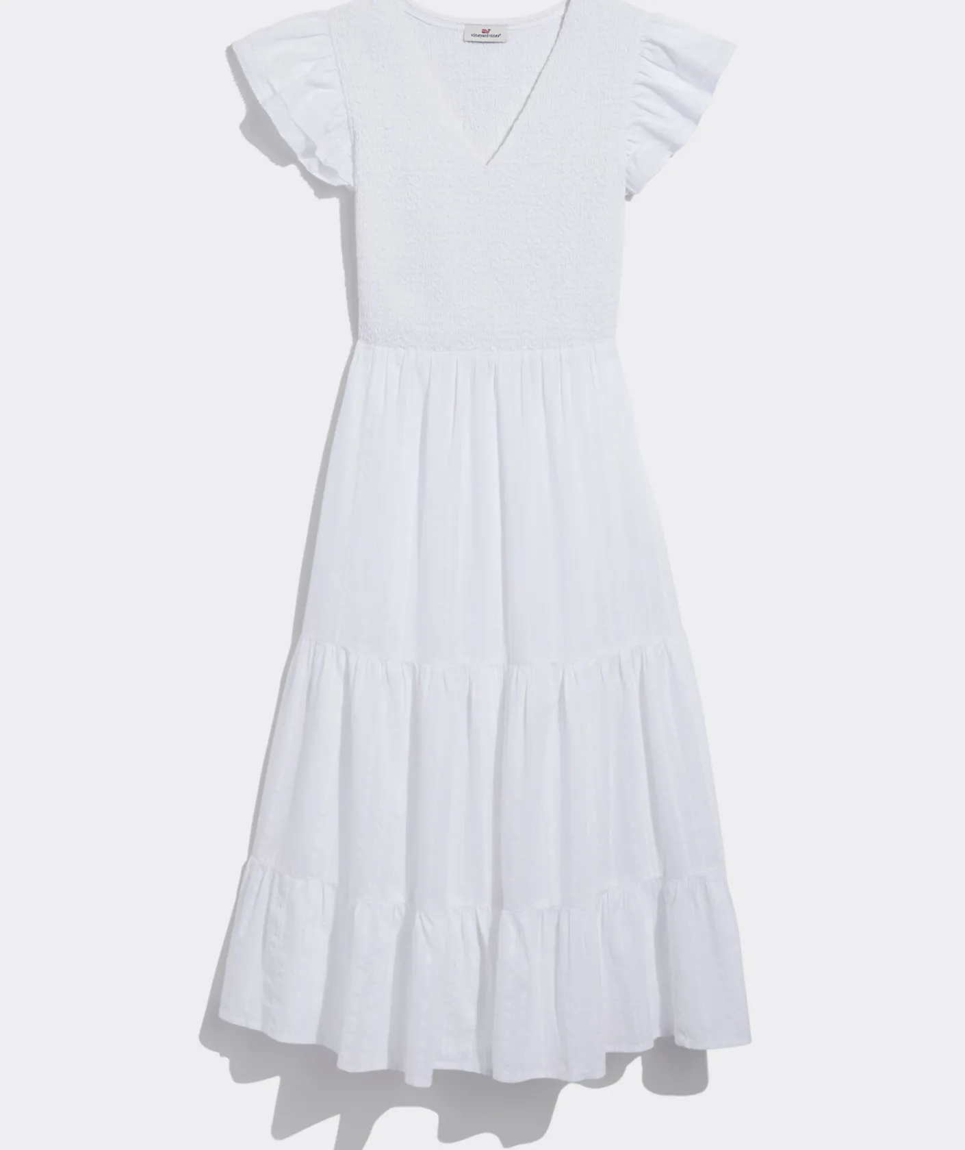 Dresses & Skirts<Vineyard Vines Smocked V-Neck Midi Dress White Cap