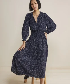 Dresses & Skirts<Vineyard Vines Smocked Waist Maxi Dress Scattered Dot - Navy