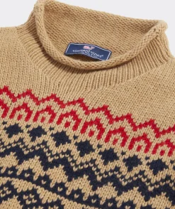 Sweaters<Vineyard Vines Snowflake Rollneck Sweater Camel Heather