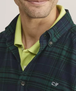 Button-Down Shirts<Vineyard Vines Stretch Flannel Blackwatch Shirt Plaid- Green