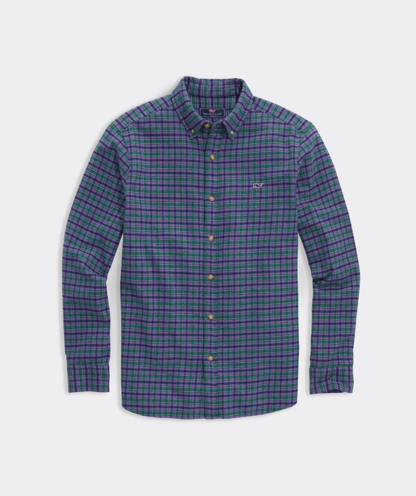 Button-Down Shirts<Vineyard Vines Stretch Flannel Check Shirt Chk Turf Green