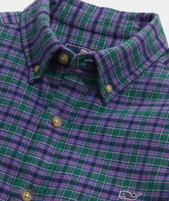 Button-Down Shirts<Vineyard Vines Stretch Flannel Check Shirt Chk Turf Green