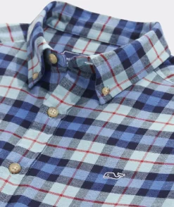 Button-Down Shirts<Vineyard Vines Stretch Flannel Plaid Shirt Porcelain Blue