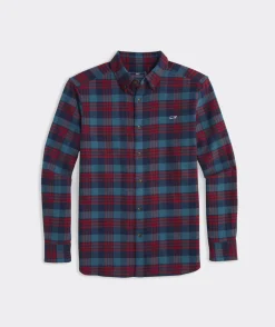 Button-Down Shirts<Vineyard Vines Stretch Flannel Plaid Shirt Blue Coral