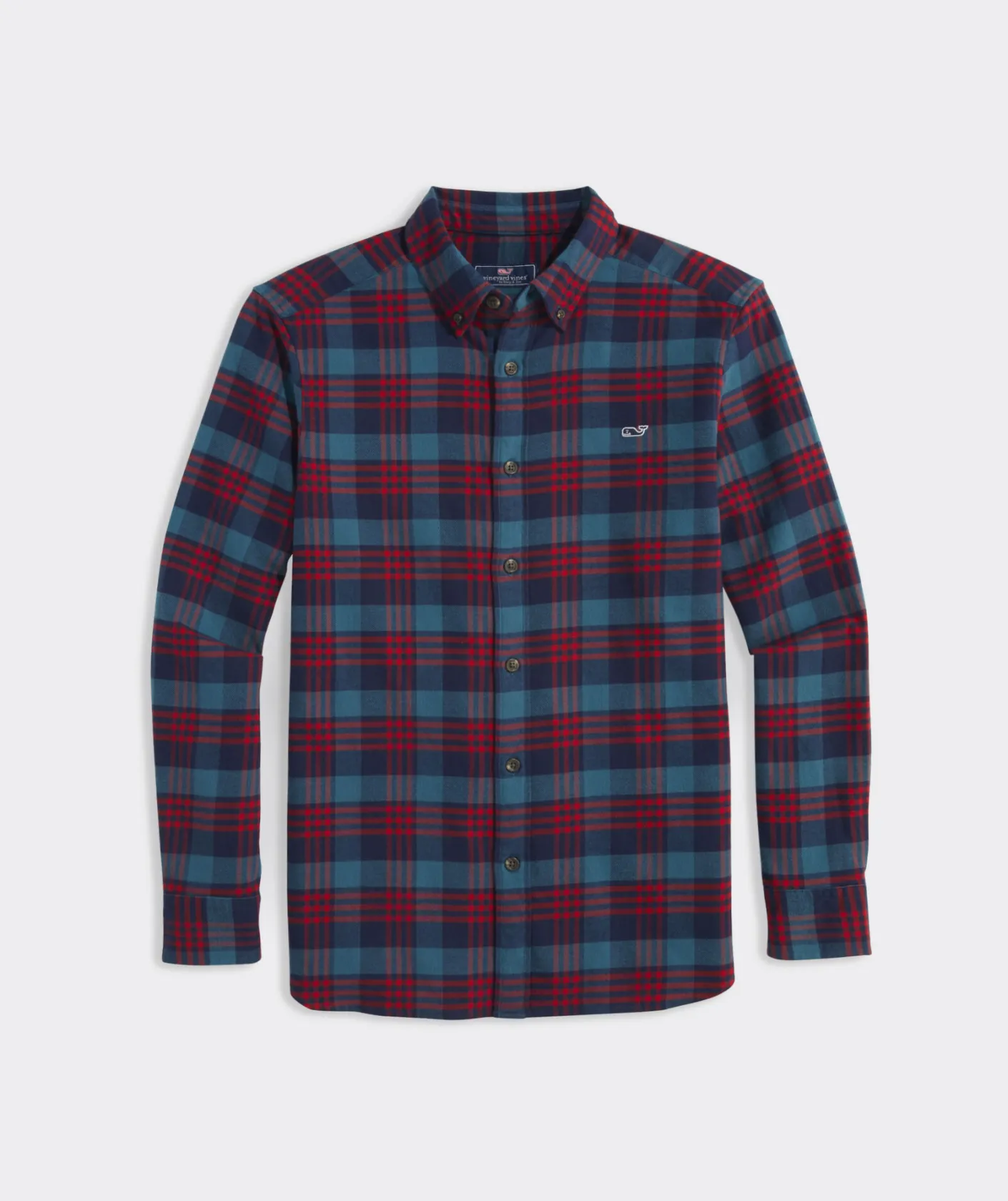 Button-Down Shirts<Vineyard Vines Stretch Flannel Plaid Shirt Blue Coral