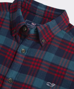 Button-Down Shirts<Vineyard Vines Stretch Flannel Plaid Shirt Blue Coral